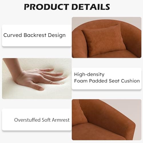 CANMOV Orange 360 Degree Swivel Barrel Chair, Modern Living Room Sofa
