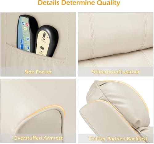 Esright Cream White Electric Power Lift Recliner Chair for Elderly with Side Pocket & Remote Control