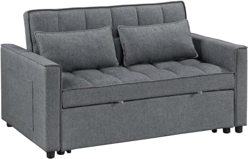 2-in-1 Convertible Loveseat Sofa Bed with Storage Grey