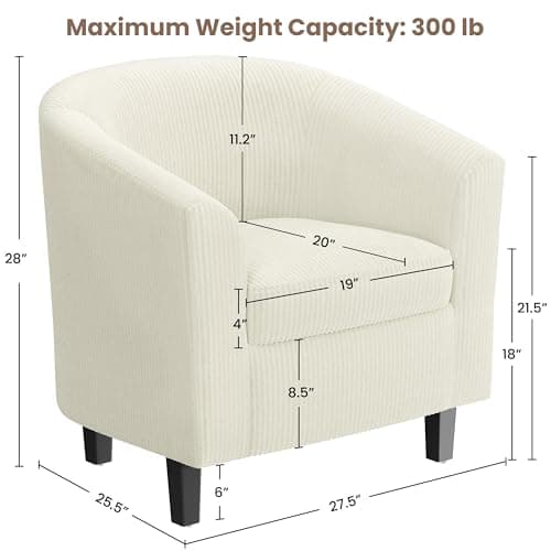Yaheetech Beige Corduroy Barrel Chair for Living Room and Bedroom