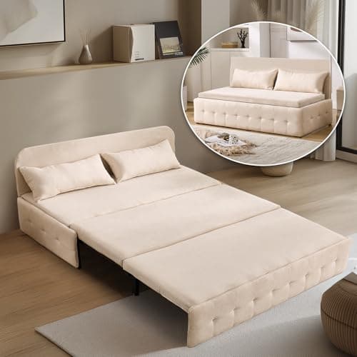 3-in-1 Dark Gray Convertible Sofa Bed, Pull-Out Sleeper Twin Sofa for Living Room, Bedroom