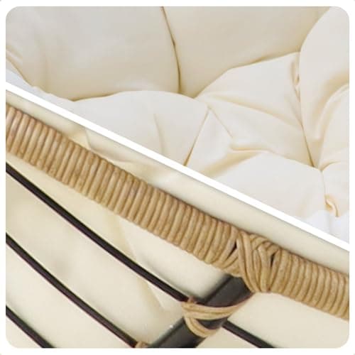 BULEXYARD Brown Wicker Royal Rocking Egg Chair, Oversized & Cozy for Balcony & Porch