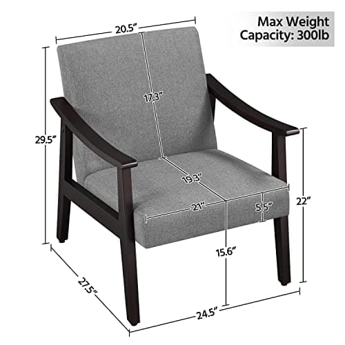 Yaheetech Dark Gray Mid-Century Modern Living Room Accent Chair with High Back