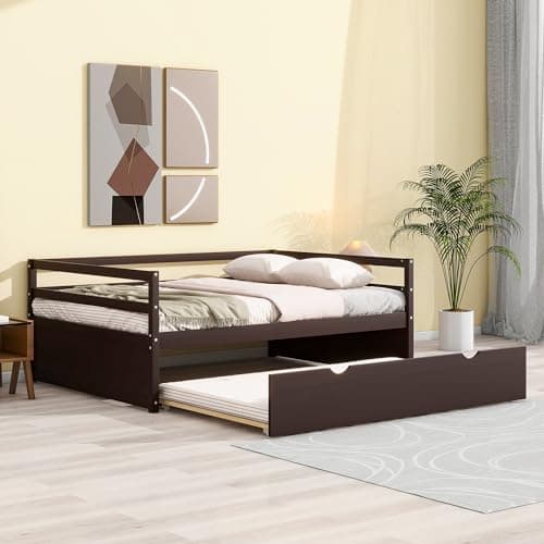 Velvet Daybed with Storage Drawers and Striped Headboard Design
