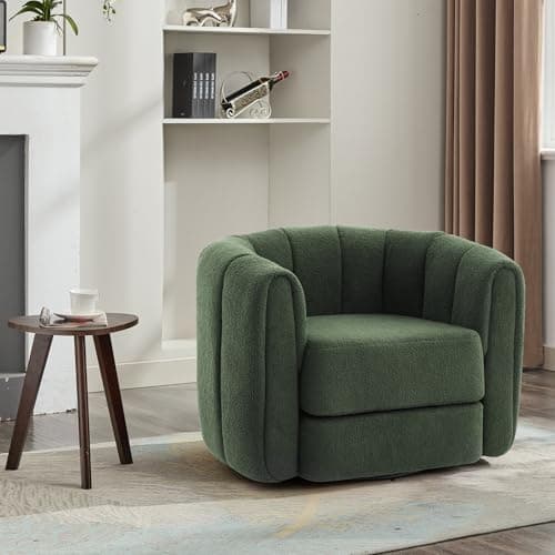 Modern White Swivel Barrel Chair Set of 2 for Living Room or Bedroom