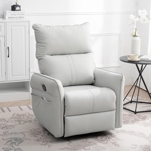Swivel Rocker Recliner Chair for Nursery and Living Room (Light Grey)