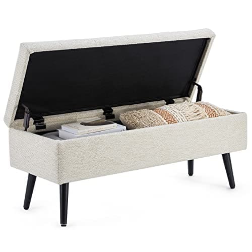 Entryway Storage Ottoman Bench 40 Beige