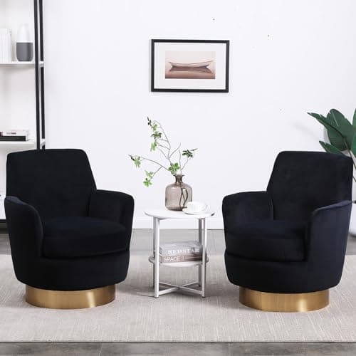 Set of 2 Modern Teddy Upholstered Swivel Chairs for Living Room, White