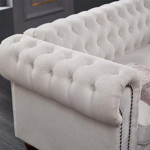 JEEOHEY 88" Oversize Chesterfield Sofa for Living Room and Bedroom, Beige