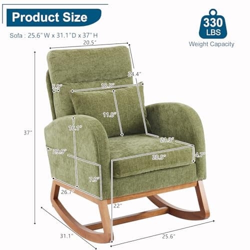 VINGLI Thick Headrest Mid-Century Modern Nursing Rocking Chair