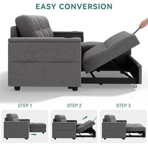 YITAHOME 4-Seat Dark Gray L-Shaped Sleeper Sofa with Storage Chaise