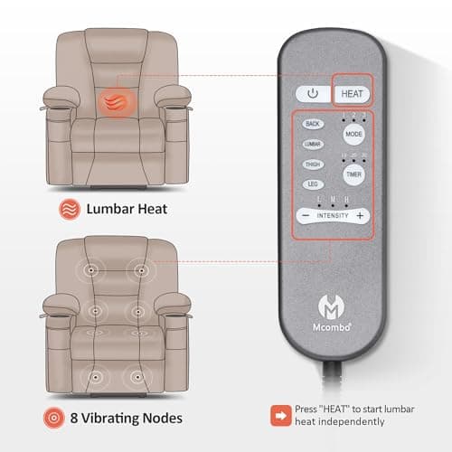 Large Power Lift Recliner Chair with Massage, Heat for Big and Tall Elderly - Grey