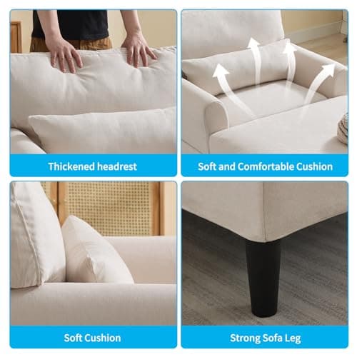 Mjkone Beige 61" Velvet Chaise Lounge Chair - Modern Sleek Recliner