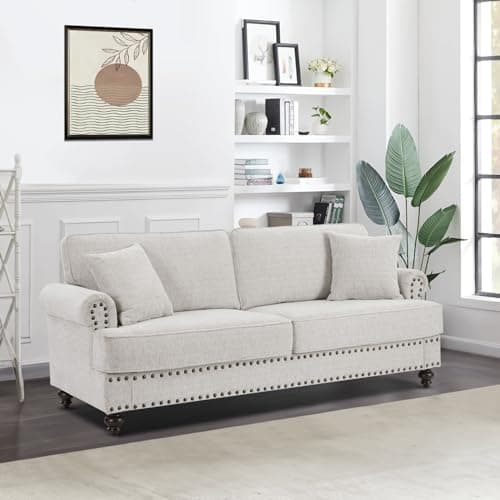 Comfy Sofa Couch Set: 2-Piece Living Room Furniture Set with Loveseat and 3-Seater Sofa (White)