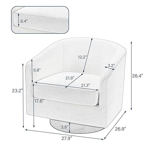 Modern Cream UIXE PU Leather Swivel Barrel Club Chair Set (2)