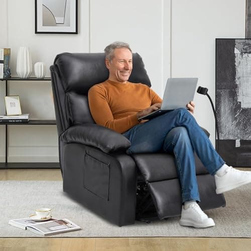 Electric Recliner Lift Chair for Elderly, Brown with Side Pocket & Remote Control