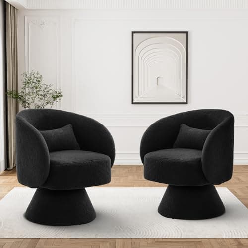 Upholstered Teddy White Swivel Chair, Modern Boucle Sherpa Accent (Living Room, Bedroom, Office)