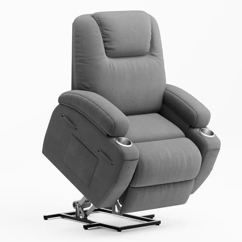 JUMMICO Electric Recliner with Footrest and Massage for Elderly (Gray Leather)
