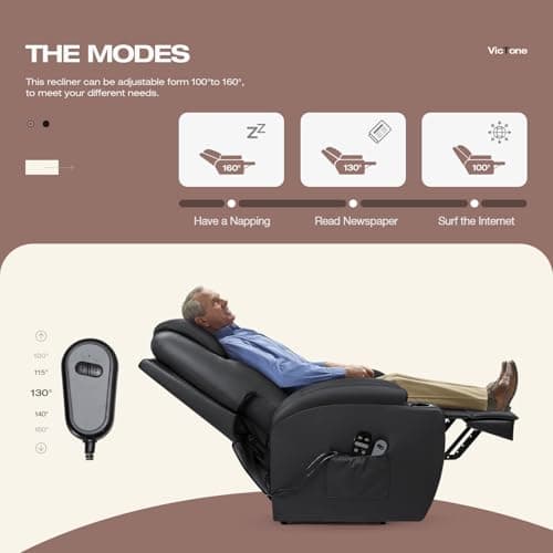 VICTONE Elderly Electric Power Lift Recliner Chair for Living Room with Massage, Side Pockets and Cup Holders