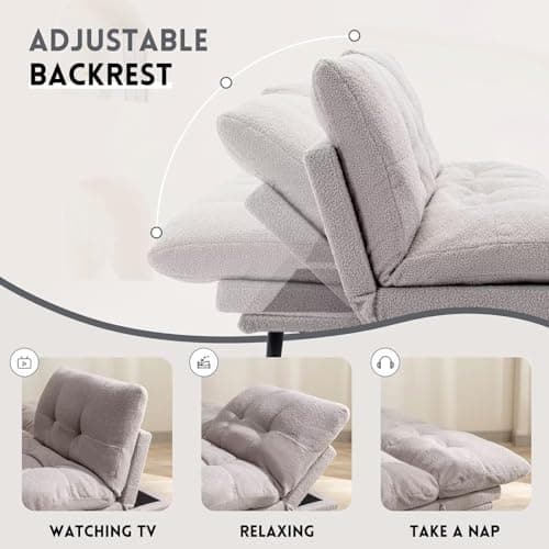 Modern Grey Splitback Futon Sofa Bed with Adjustable Backrest