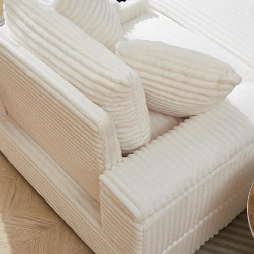 44" Beige Corduroy Storage Chaise Longue with Cup Holder