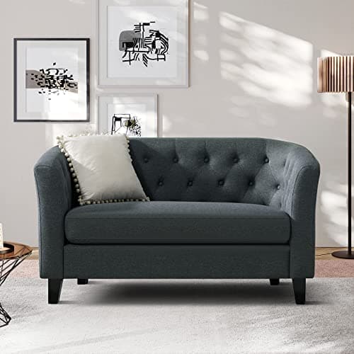50" Button Tufted Loveseat Sofa for Small Spaces, Contemporary Beige