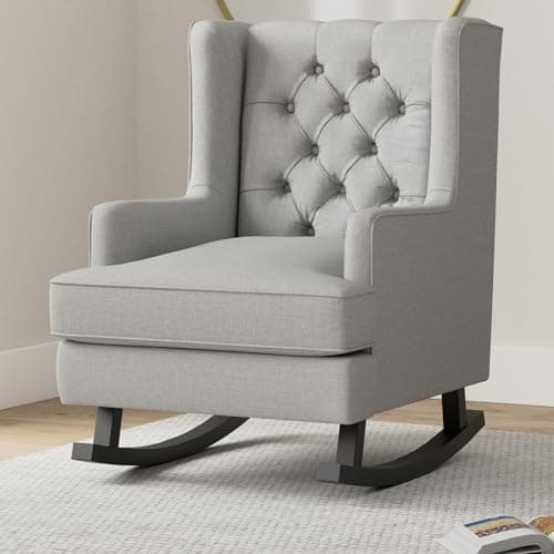 Best Choice Products Gray Tufted Velvet Wingback Rocking Chair for Living Room & Nursery