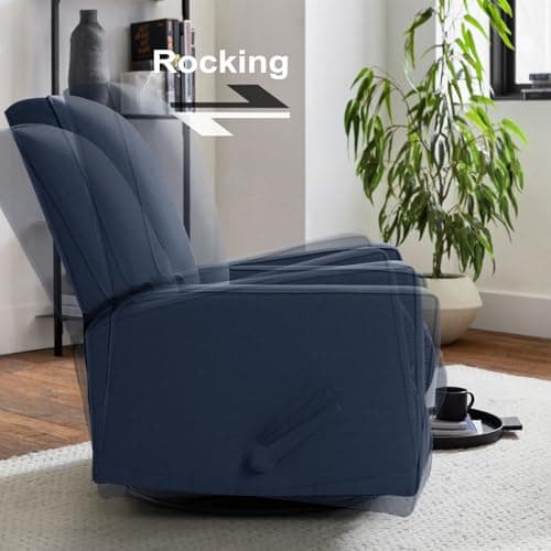 Blue Fabric Rocker Recliner Chair for Nursery and Living Room