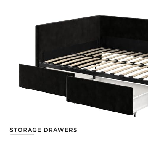 DHP Theo Daybed with Storage, Full Size, Black Velvet