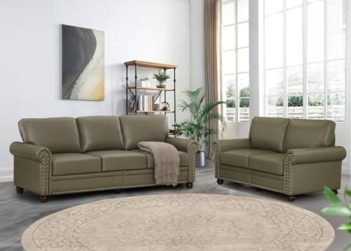 Modern faux leather sofa set with storage, deep seat - Burgundy