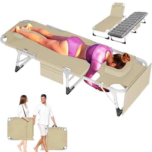 ABORON Heavy Duty Outdoor 5-Position Folding Lounge Chair with Pad