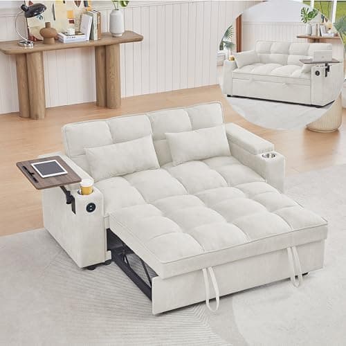 Modern Queen 3-in-1 Convertible Sleeper Couch Bed Velvet Daybed