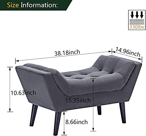 Alunaune Dark Gray Velvet Tufted Ottoman Bed Bench with Storage