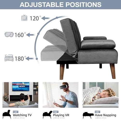 JAMFLY Futon Couch Sofa Bed for Small Spaces (Dark Gray)