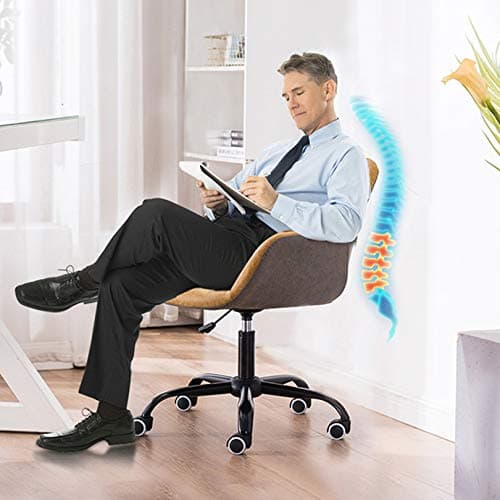 360 Degree Swivel PU Leather Desk Chair, Height Adjustable for Home Office and Living Room