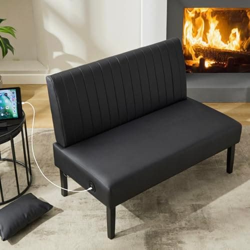 STHOUYN Mini Velvet Armless Loveseat with USB Port for Small Spaces