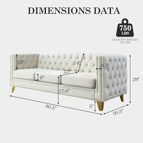 JEEOHEY Oversized Velvet Sofa Couch for Living Room,Bedroom,Office - 3 Seater Deep Seat Sofa with Button Nailhead Beige
JEEOHEY Modern Chesterfield Sofa - 3 Seater Deep Seat Couch with Button Nailhead for Living Room,Beijing,Office Beige
JEEOHEY Upho