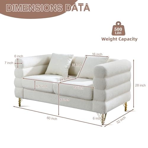 JEEOHEY Oversize 2 Seater Sofa - Modern White Couch for Living Room, Bedroom, Office, Apartment