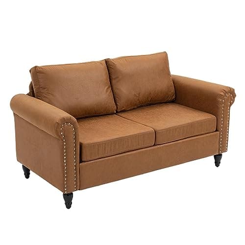 57" Loveseat Sofa Couch for Small Spaces with Solid Wood Legs