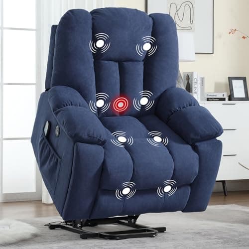 CANMOV Smoke Gray Power Lift Recliner with Massage, Heat, and Safety Mechanism