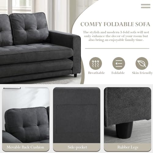 Convertible Loveseat Sleeper Couch with Legs and Back Cushion