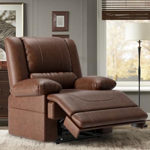 Elderly Recliner Chair with Massage, Heating and USB Ports (Red Brown)
