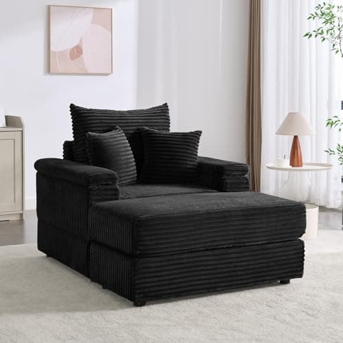 Oversized Chaise Lounge Chair with Ottoman for Indoor Use in Living Room