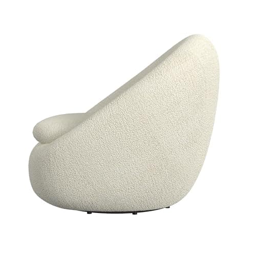 HomePop 360° Swivel Round Barrel Sofa Chair | Living & Bedroom Accent Furniture, White Sherpa