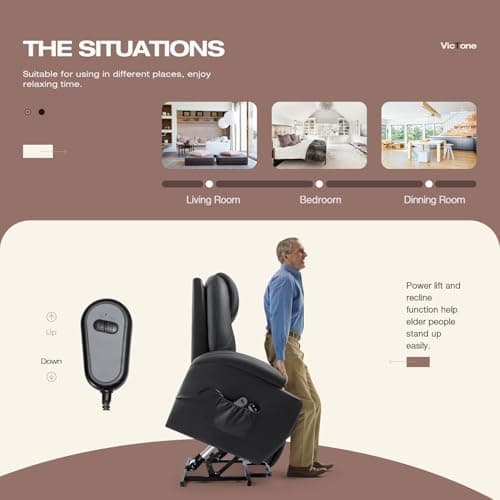 VICTONE Elderly Electric Power Lift Recliner Chair for Living Room with Massage, Side Pockets and Cup Holders
