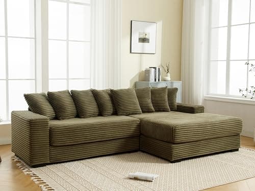 Gray L-Shaped Sleeper Sectional with Chaise and 8 Throw Pillows