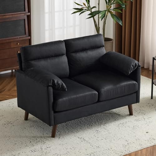 Karl Home Mini Loveseat Sofa, Black, Comfortable Living Room Seating