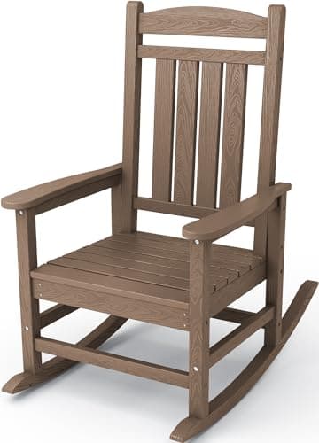 KINGYES Aruba Blue HDPE Outdoor Patio Rocking Chair, 330lbs Support
