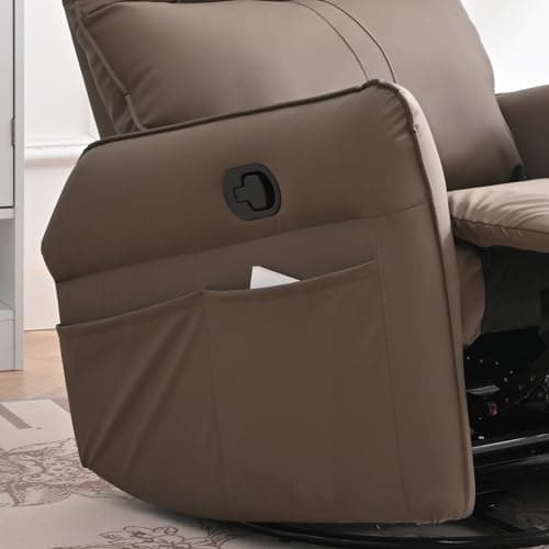 Swivel Recliner Chair for Nursery and Living Room (Brown)