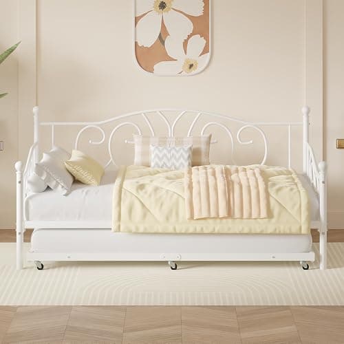 VECELO Twin Daybed with Trundle & Metal Frame, Strong Steel Support